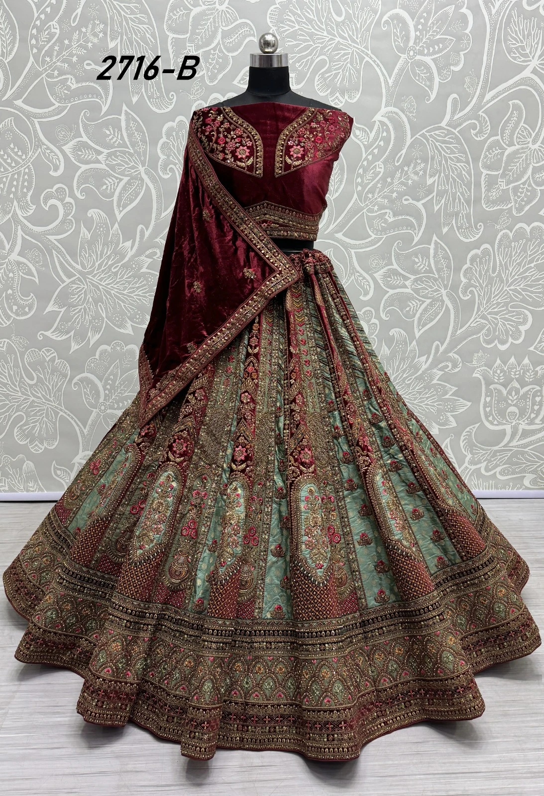 Anjani Art 2716A To 2716C Velvet Wholesale Lehenga Catalog — Wholesale Lehenga, MPA wholesale from Surat — view 10